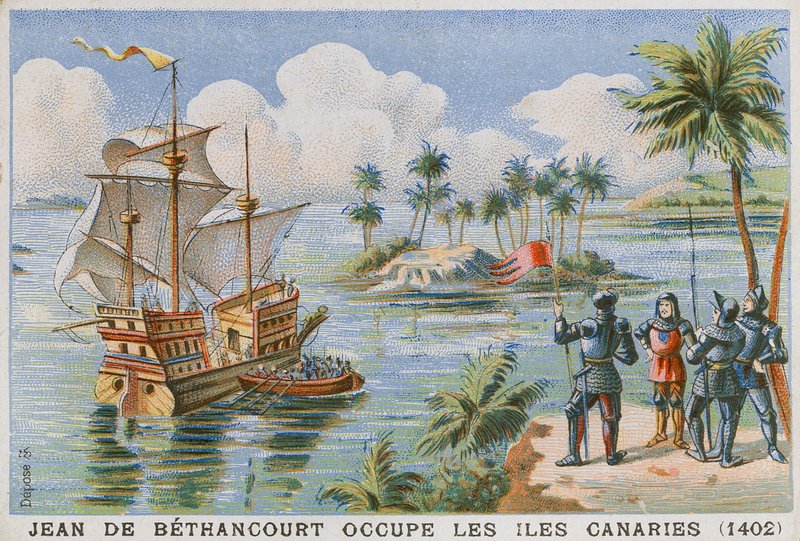 Besetzung der Kanarischen Inseln durch Jean de Bethencourt, 1402 von French School