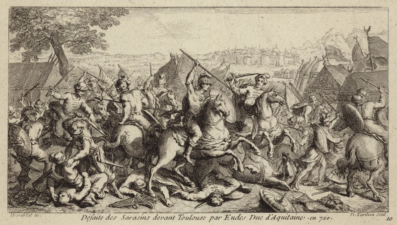 Odo, Herzog von Aquitanien, besiegt die Umayyaden in der Schlacht von Toulouse, 721 von French School