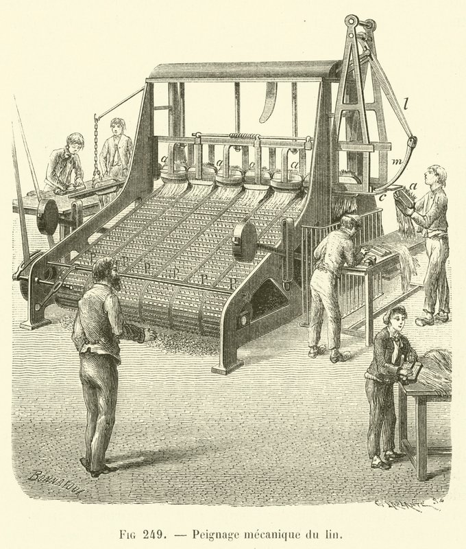 Mechanisches Kämmen von Flachs von French School