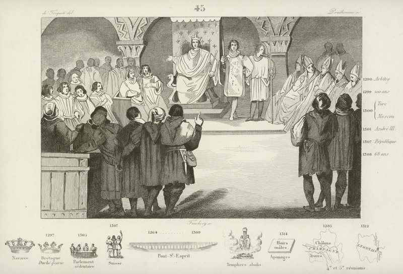 Philipp IV. von Frankreich beruft die Generalstände ein, Louvre-Palast, Paris, 1302 von French School