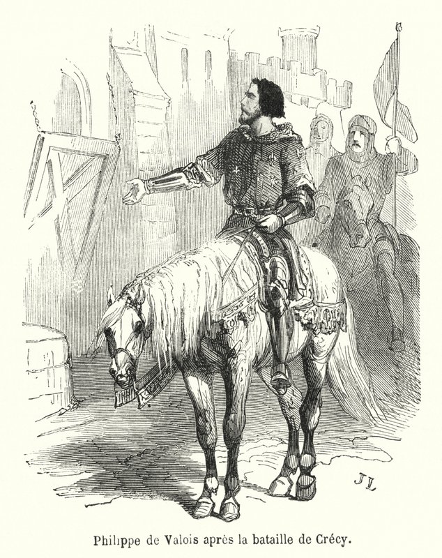 Philippe de Valois nach der Schlacht von Crécy von French School