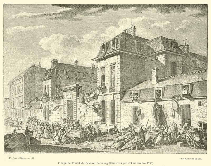 Plünderung des Hotels de Castres, Faubourg Saint-Germain, 13. November 1790 von French School