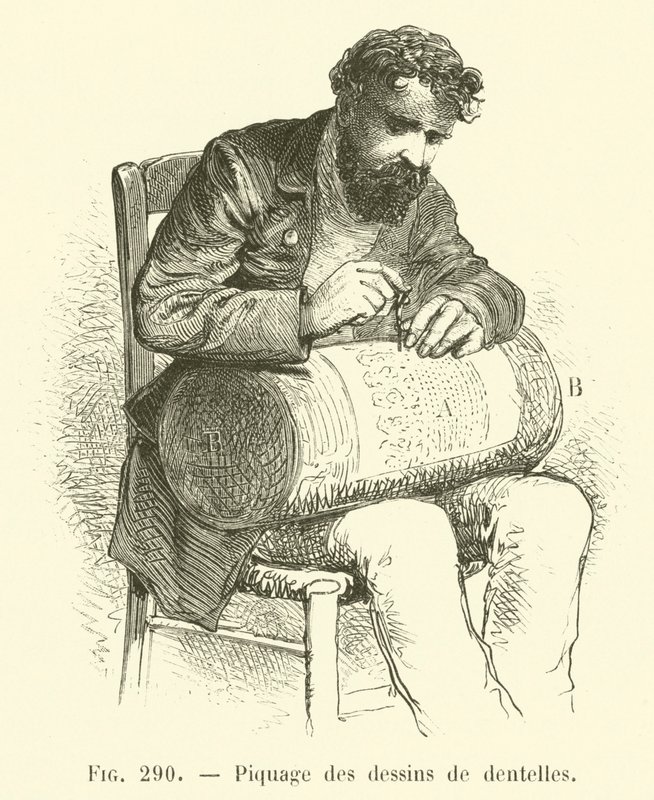 Durchstechen von Spitzenmustern von French School
