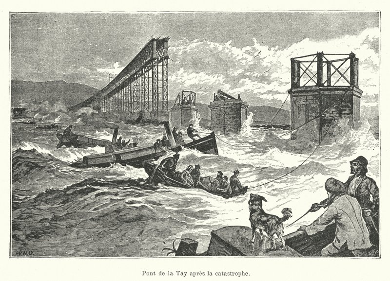Tay-Brücke nach der Katastrophe (Gravur) von French School