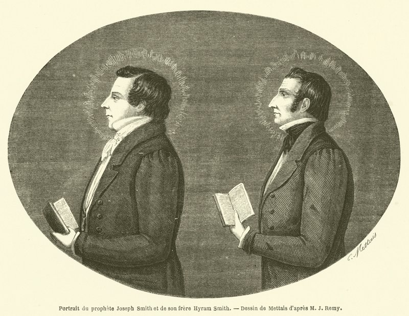 Porträt des Propheten Joseph Smith und seines Bruders Hyram Smith (Gravur) von French School