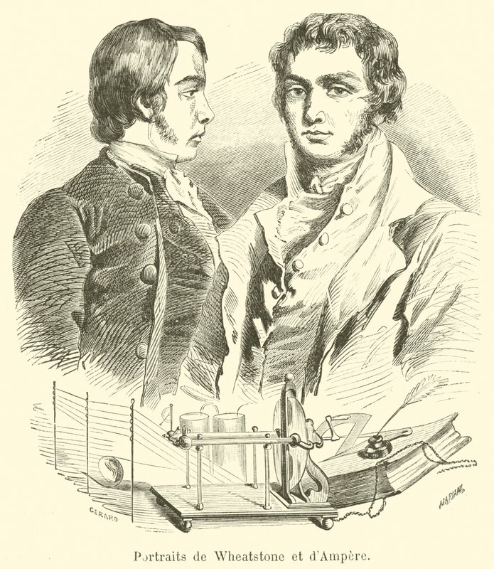 Porträts von Wheatstone und Ampere von French School