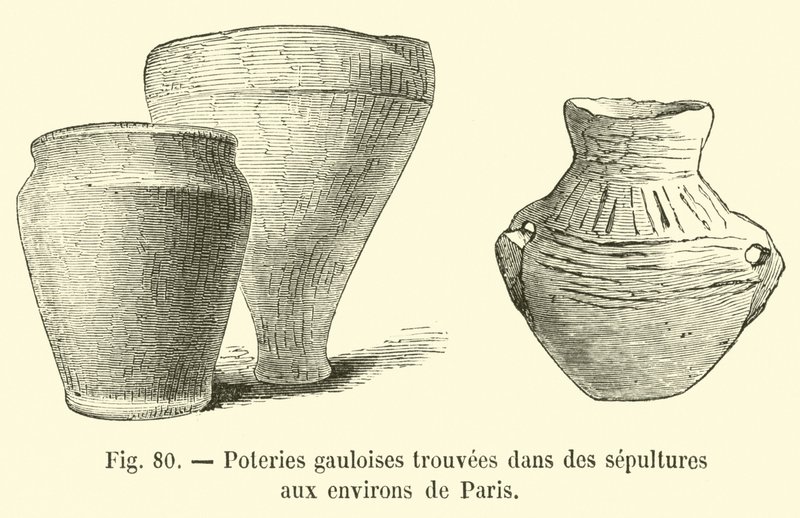 Gallische Töpferwaren, in Gräbern in der Umgebung von Paris gefunden von French School
