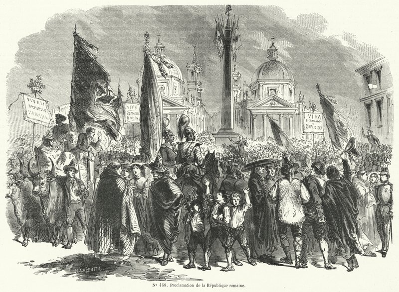 Proklamation der Römischen Republik, Italien, 9. Februar 1849 von French School