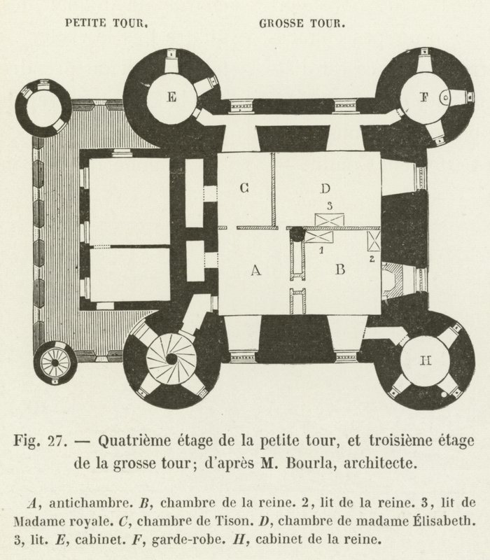 Viertes Stockwerk des kleinen Turms und drittes Stockwerk des großen Turms (nach M. Bourla, Architekt) von French School