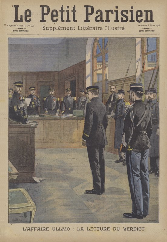 Verkündung des Urteils im Hochverratsprozess gegen Charles Benjamin Ullmo von French School