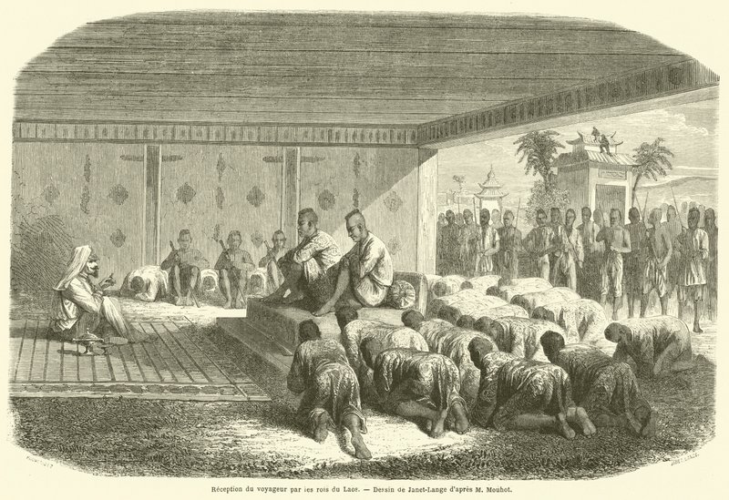 Empfang des Reisenden durch die Könige von Laos (Gravur) von French School