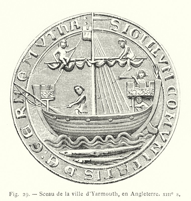 Siegel der Stadt Yarmouth, England, 13. Jahrhundert (Gravur) von French School