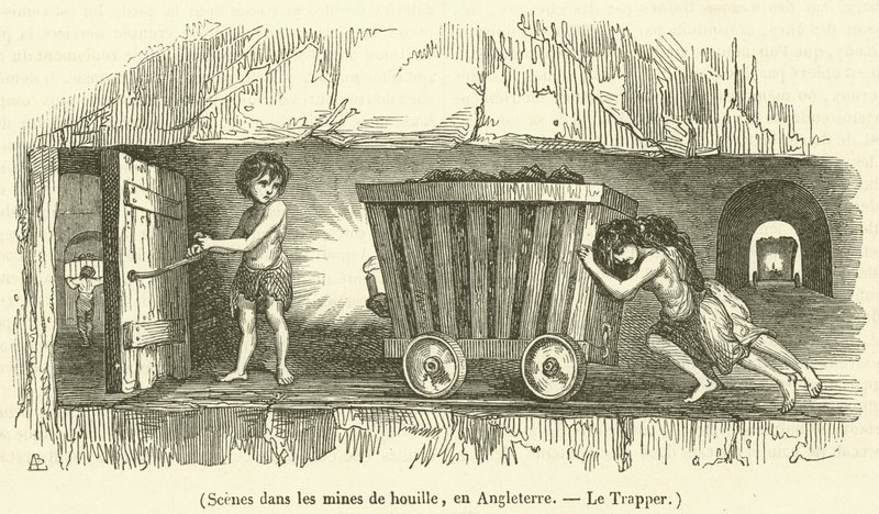 Szenen in den Kohleminen in England, Der Trapper von French School