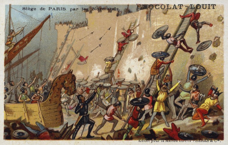 Belagerung von Paris durch die Normannen, 9. Jahrhundert von French School