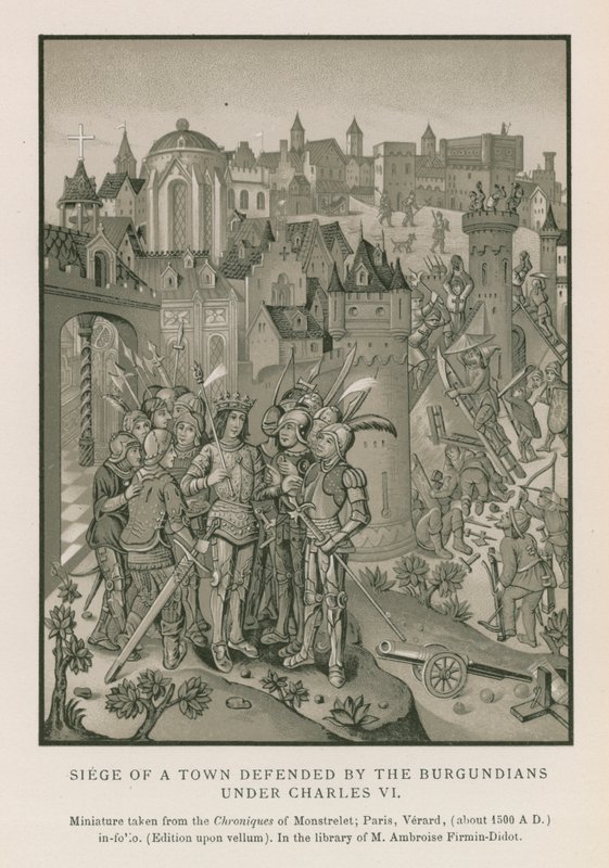 Belagerung einer Stadt, verteidigt von den Burgundern unter Karl VI. von French School