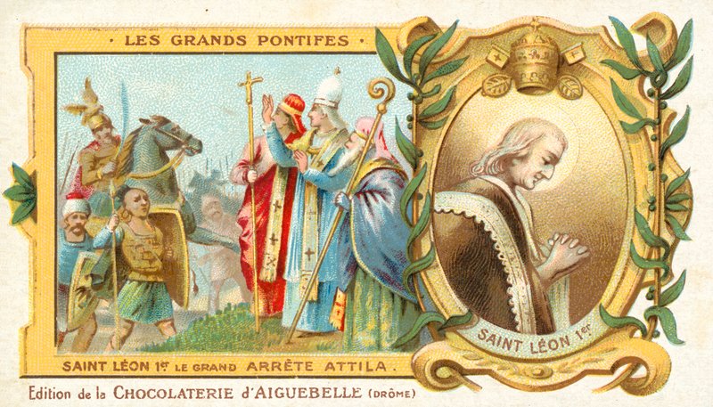 St. Leo der Große stoppt Attila den Hunnen bei der Eroberung Italiens, 452 von French School