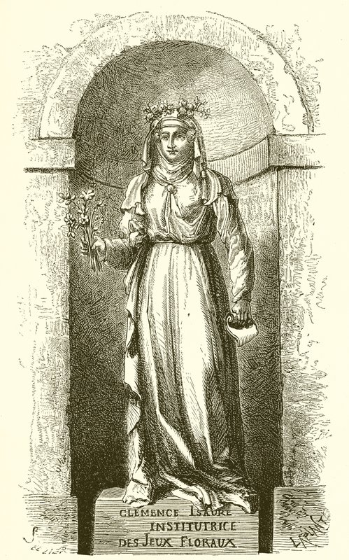 Statue von Clemence Isaure im Raum der Jeux Floraux in Toulouse von French School