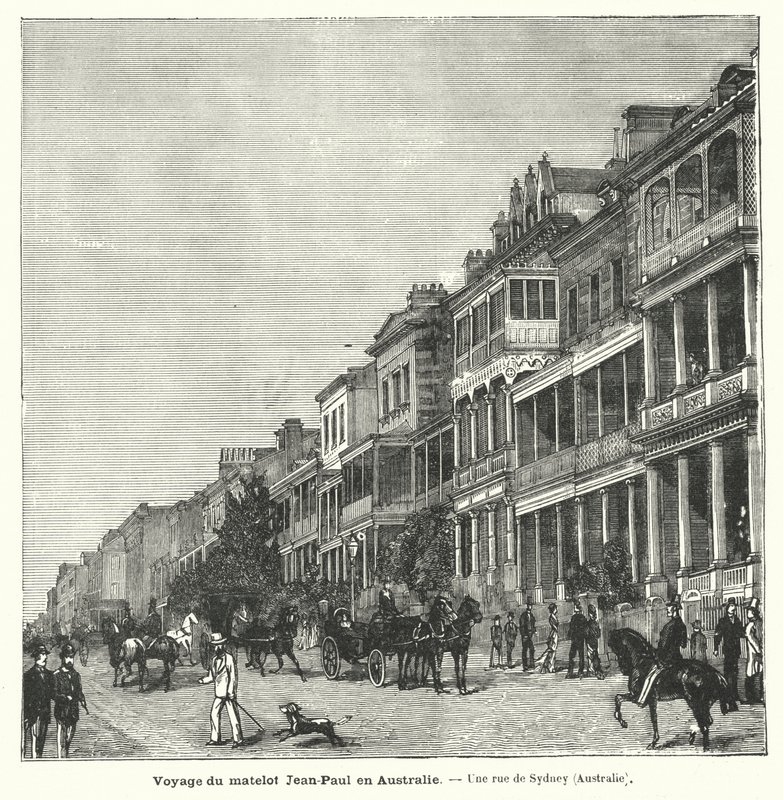 Straße in Sydney, New South Wales, Australien (Gravur) von French School