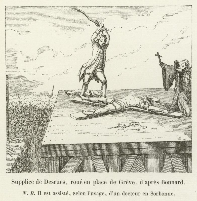 Hinrichtung von Desrues, Rad auf dem Place de Grève, nach Bonnard von French School