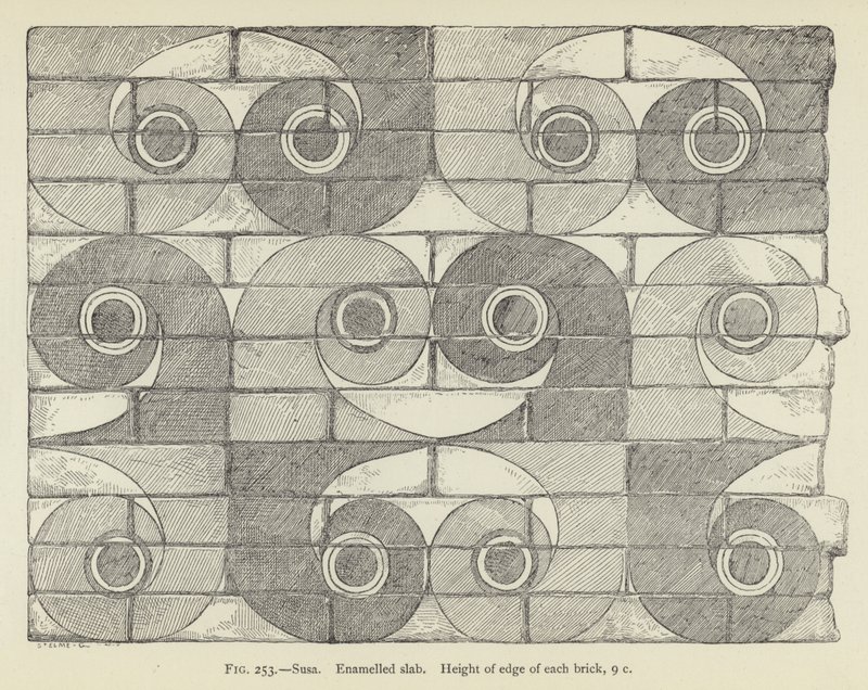 Susa, Emaille-Platte, Höhe der Kante jedes Ziegels, 9 cm von French School