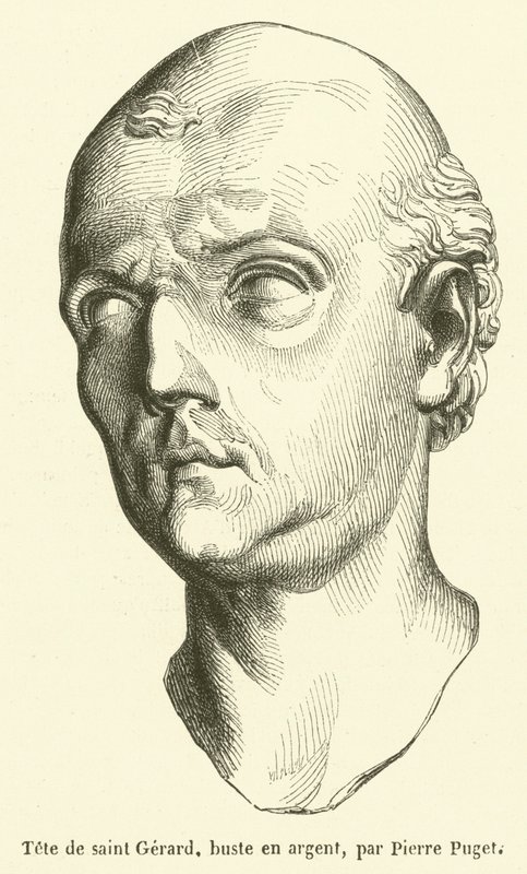 Kopf des heiligen Gerard, Büste aus Silber von French School