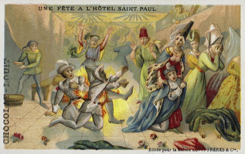 Der Bal des Ardents, Hotel Saint Pol, Paris, 1393 von French School
