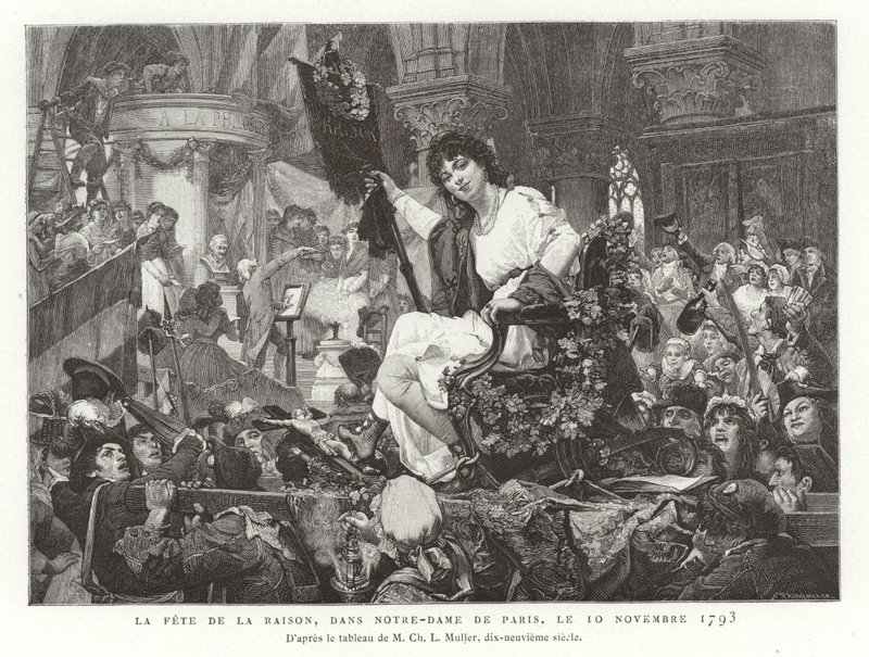 Das Fest der Vernunft in Notre Dame de Paris, 10. November 1793 von French School