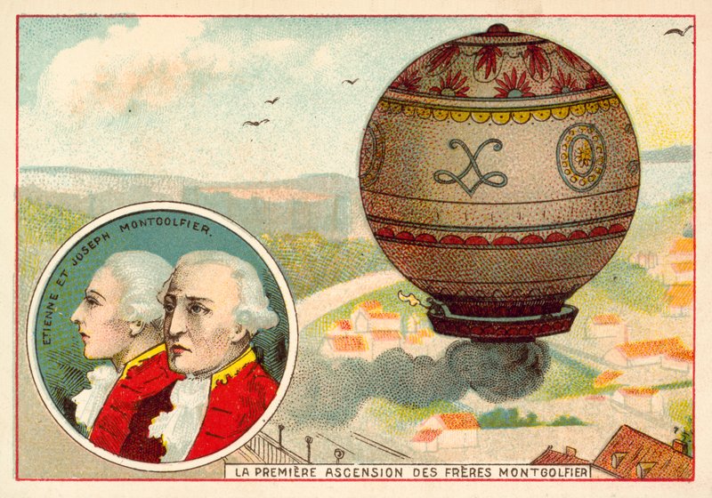 Der erste Ballonaufstieg der Brüder Montgolfier von French School