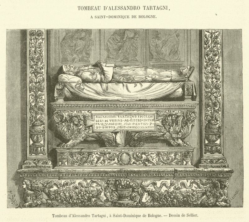 Grab von Alessandro Tartagni, in Saint-Dominique de Bologne (Stich) von French School