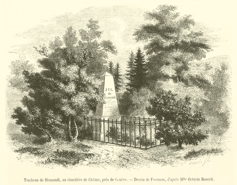 Grab von Sismondi auf dem Friedhof von Chenes bei Genf von French School