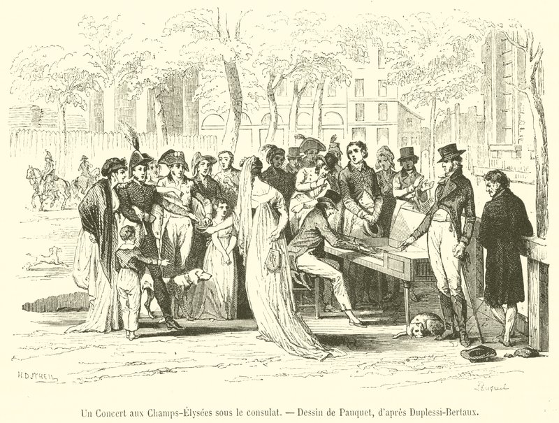 Ein Konzert auf den Champs-Elysees unter dem Konsulat (Gravur) von French School