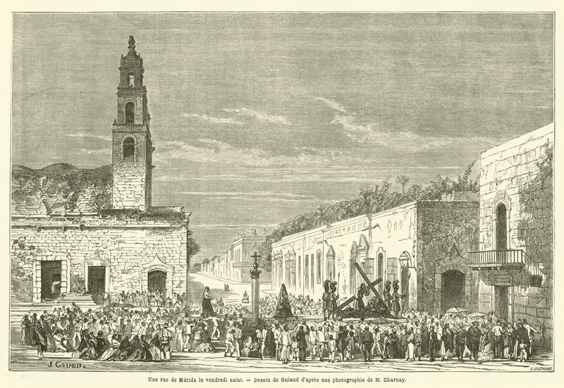 Eine Straße in Merida am Karfreitag (Gravur) von French School