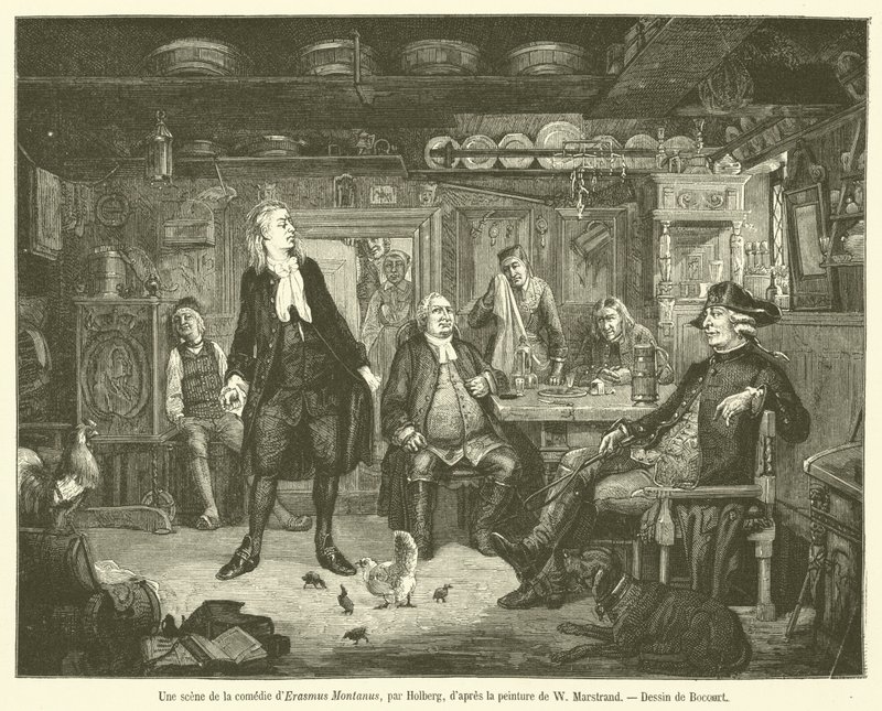 Eine Szene aus der Komödie von Erasmus Montanus von French School