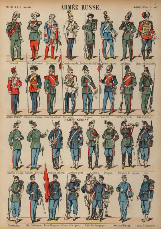 Uniformen der russischen und schweizerischen Armeen von French School