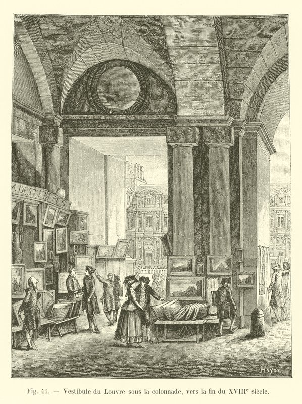 Vestibül des Louvre unter der Kolonnade, gegen Ende des 18. Jahrhunderts von French School