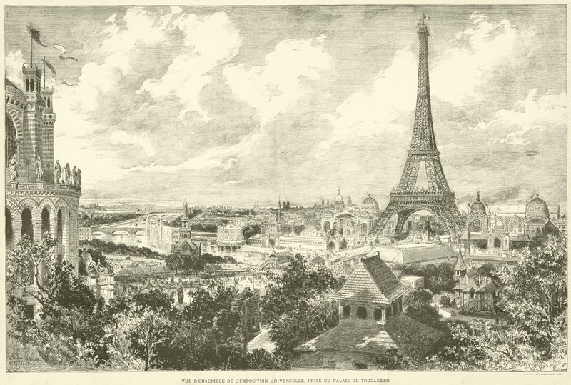 Gesamtansicht der Weltausstellung, aufgenommen vom Palais du Trocadéro (Gravur) von French School