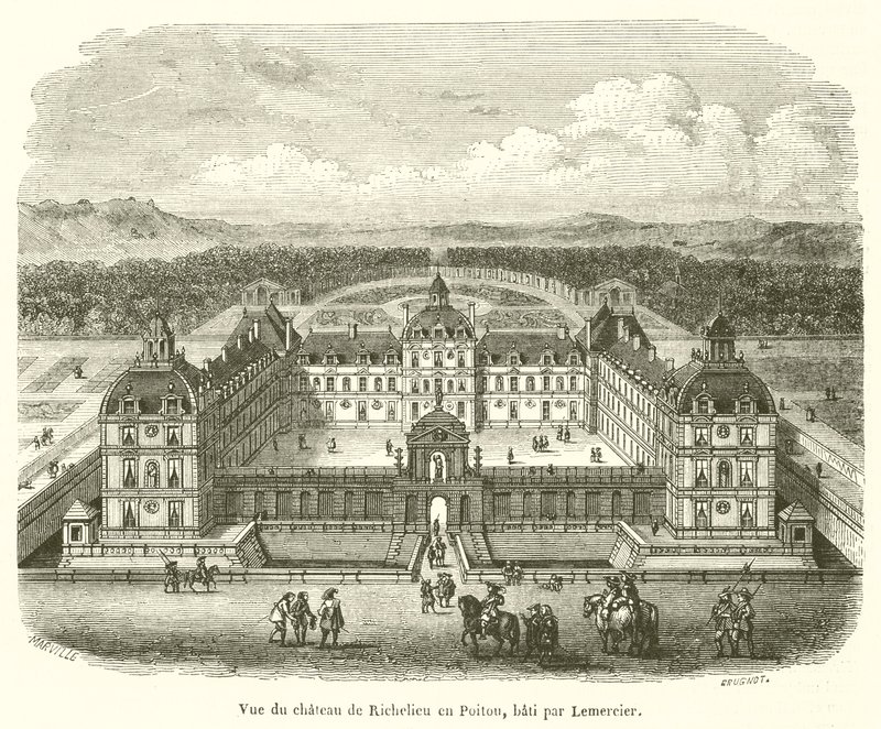 Ansicht des Schlosses von Richelieu in Poitou, erbaut von Lemercier von French School
