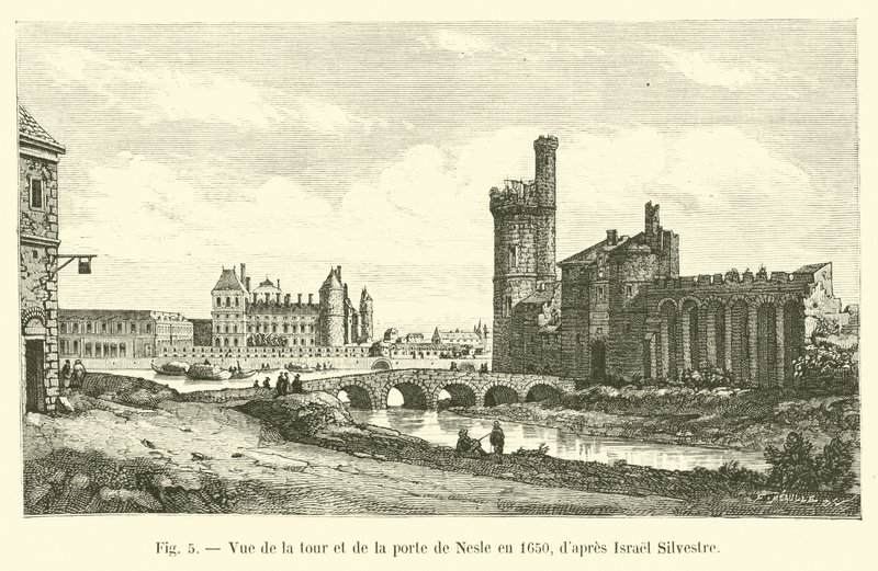 Blick auf die Tour und die Porte de Nesle im Jahr 1650, nach Israel Silvestre von French School