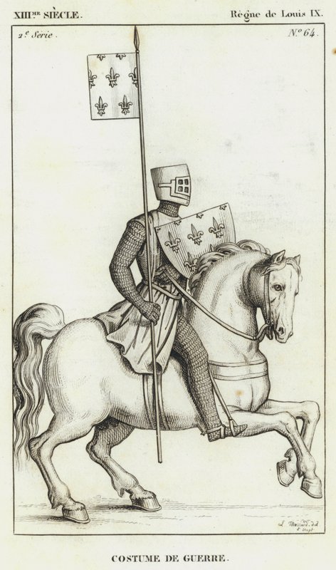 XIII. Jahrhundert, Herrschaft von Ludwig IX., Kriegskostüm (Gravur) von French School