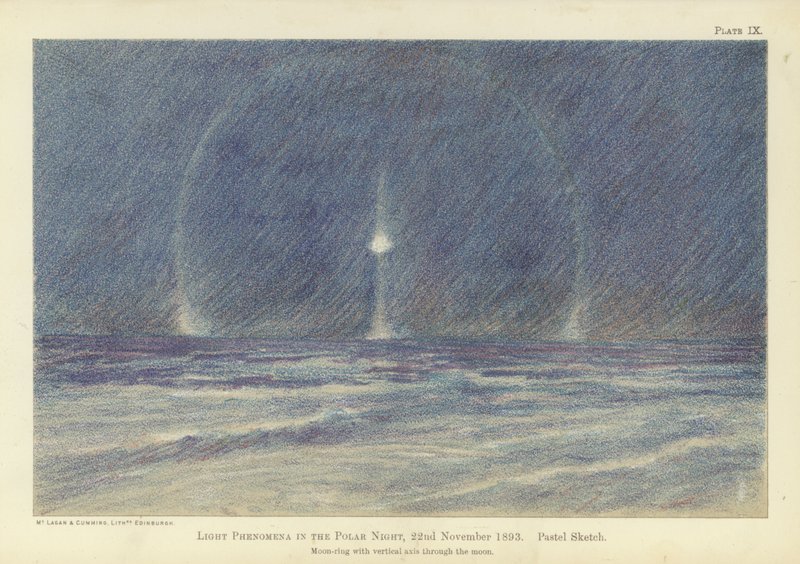 Lichtphänomene in der Polarnacht, 22. November 1893 (Pastellskizze) von Fridtjof Nansen