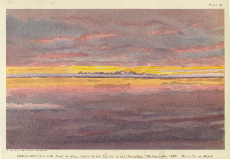Sonnenuntergang vor der Nordküste Asiens, nördlich der Mündung des Chatanga von Fridtjof Nansen