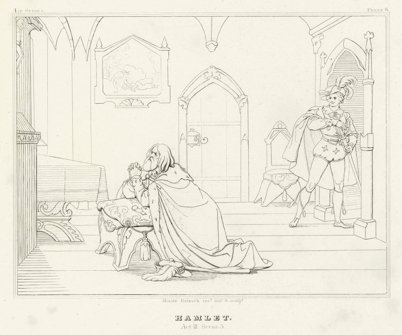 Hamlet, Akt III, Szene 3 (Gravur) von Friedrich August Moritz Retzsch