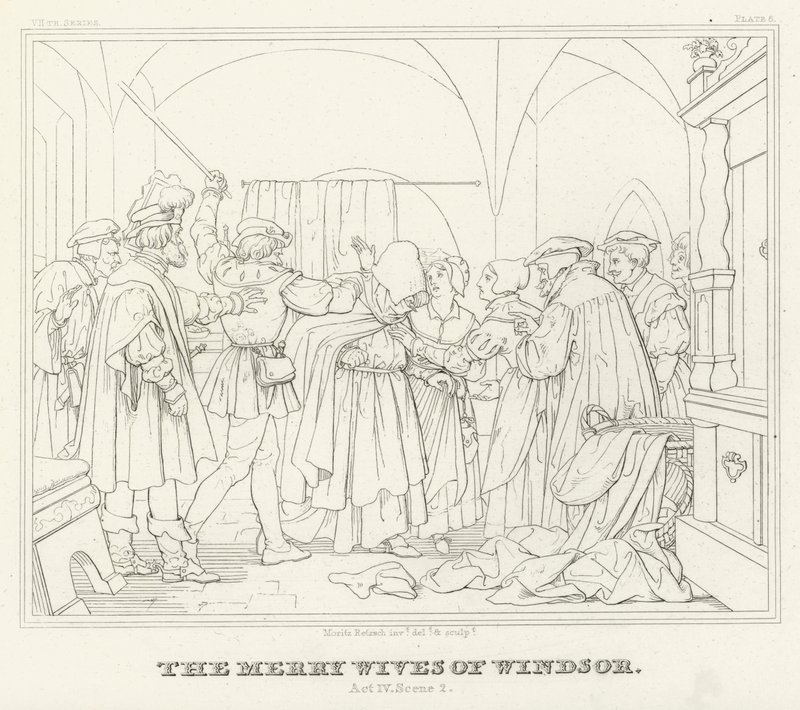 Die lustigen Weiber von Windsor, Akt IV, Szene 2 von Friedrich August Moritz Retzsch