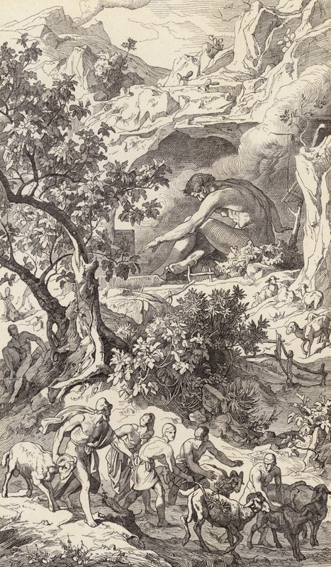 Odysseus passiert die Höhle des Polyphemos von Friedrich the Elder Preller