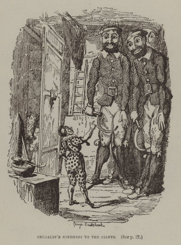 Grimaldis Freundlichkeit zu den Riesen von George (after) Cruikshank
