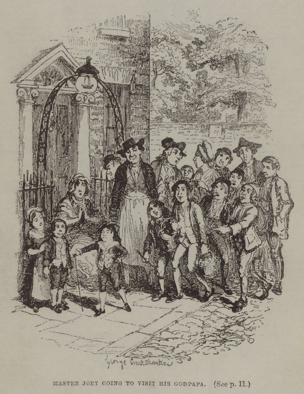 Meister Joey besucht seinen Patenonkel von George (after) Cruikshank
