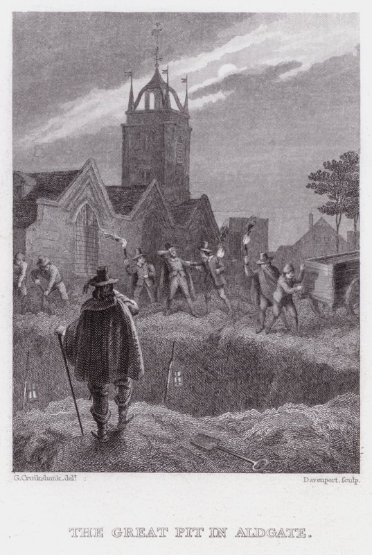 Die große Grube in Aldgate von George (after) Cruikshank