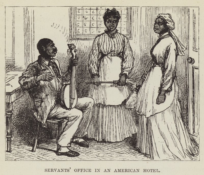 Dienstbotenbüro in einem amerikanischen Hotel von George Augustus Sala