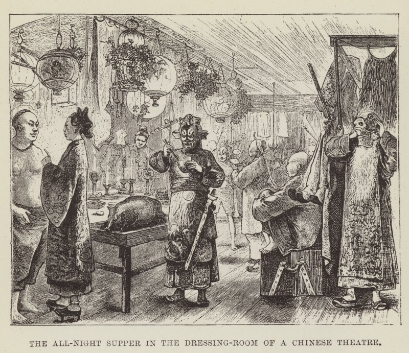 Das All-Night-Supper im Ankleideraum eines chinesischen Theaters von George Augustus Sala