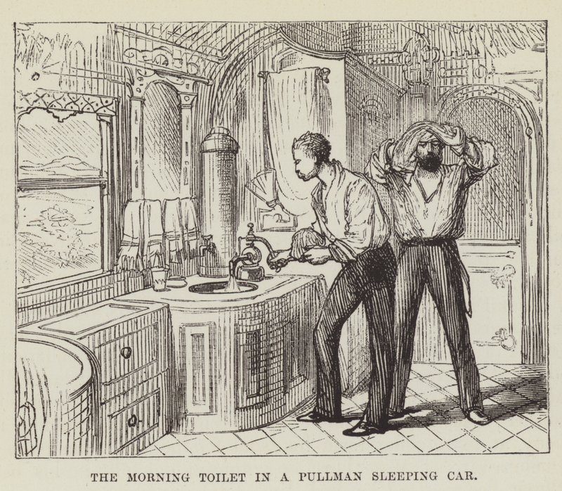 Die Morgentoilette in einem Pullman-Schlafwagen von George Augustus Sala